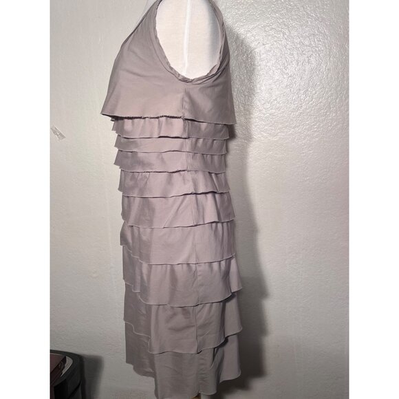 Alfani 8 Gray Sleeveless Tiered Ruffle Dress Cotton/Spandex Blend Pullover - Picture 9 of 16